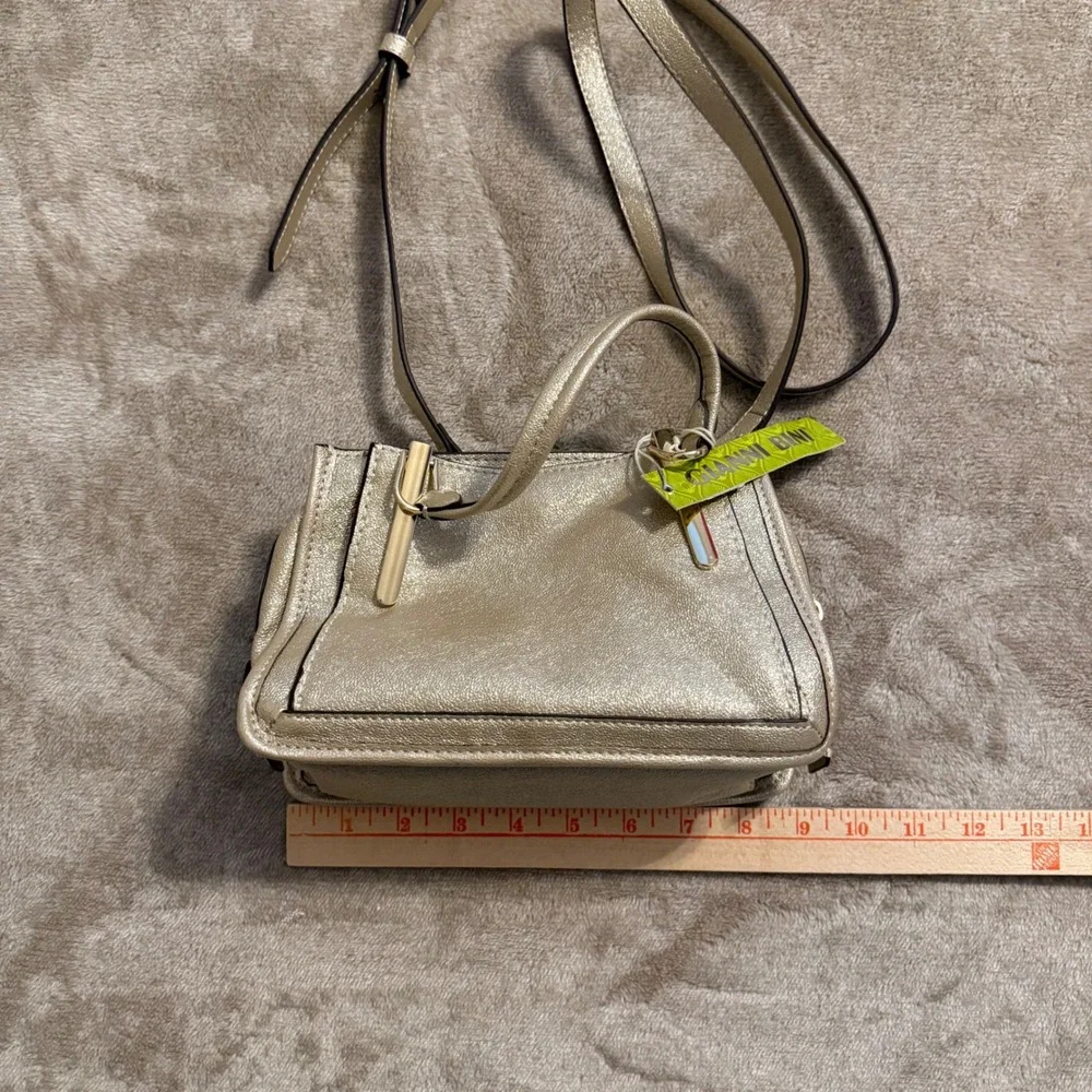 Gianni Bini Metallic Gold Mini Satchel Crossbody Handbag Gold Tone Hardware NEW